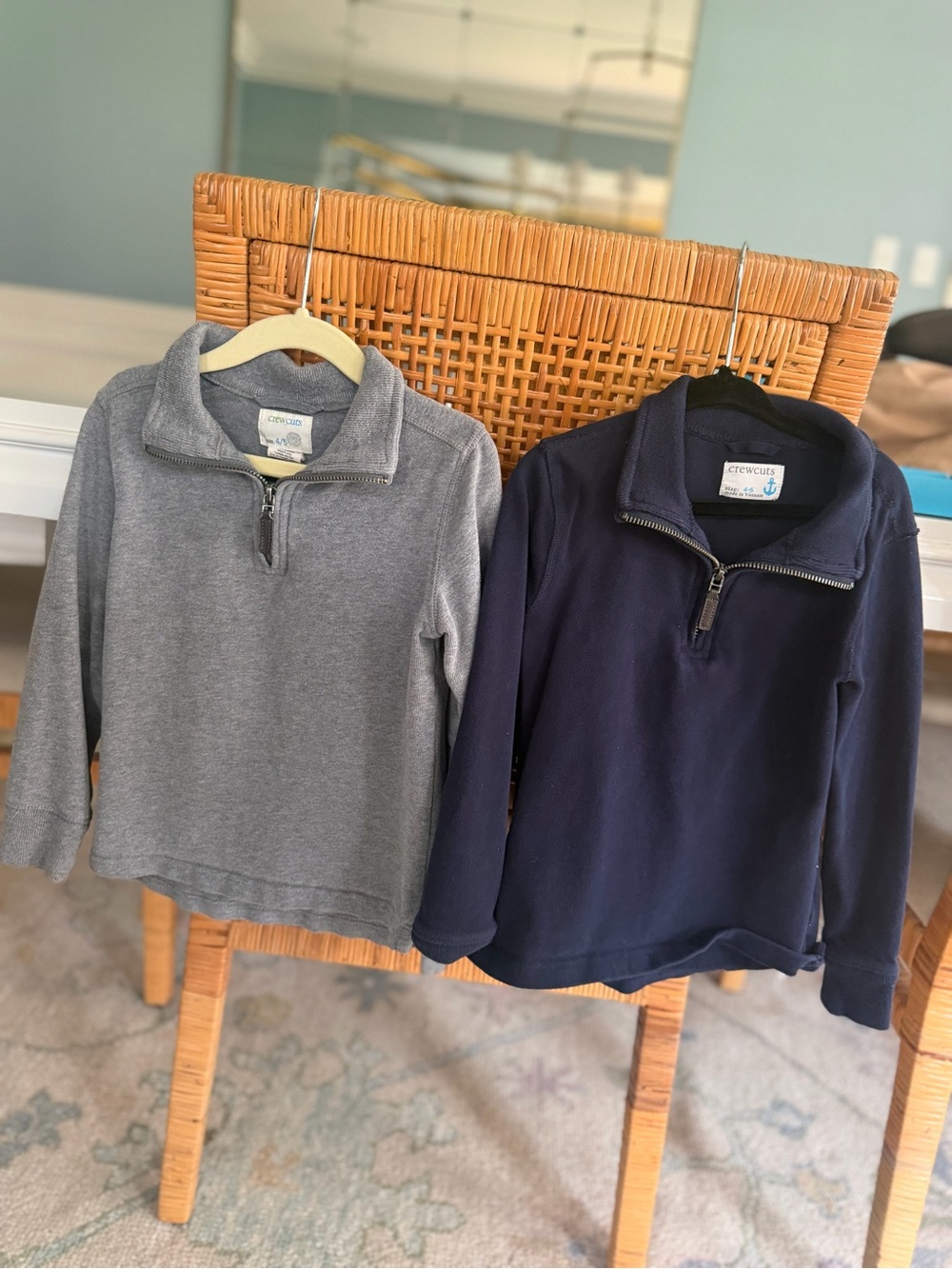 Crewcuts Kids' Quarter-Zip Pullover - Gray and Navy- little boys size 4/5